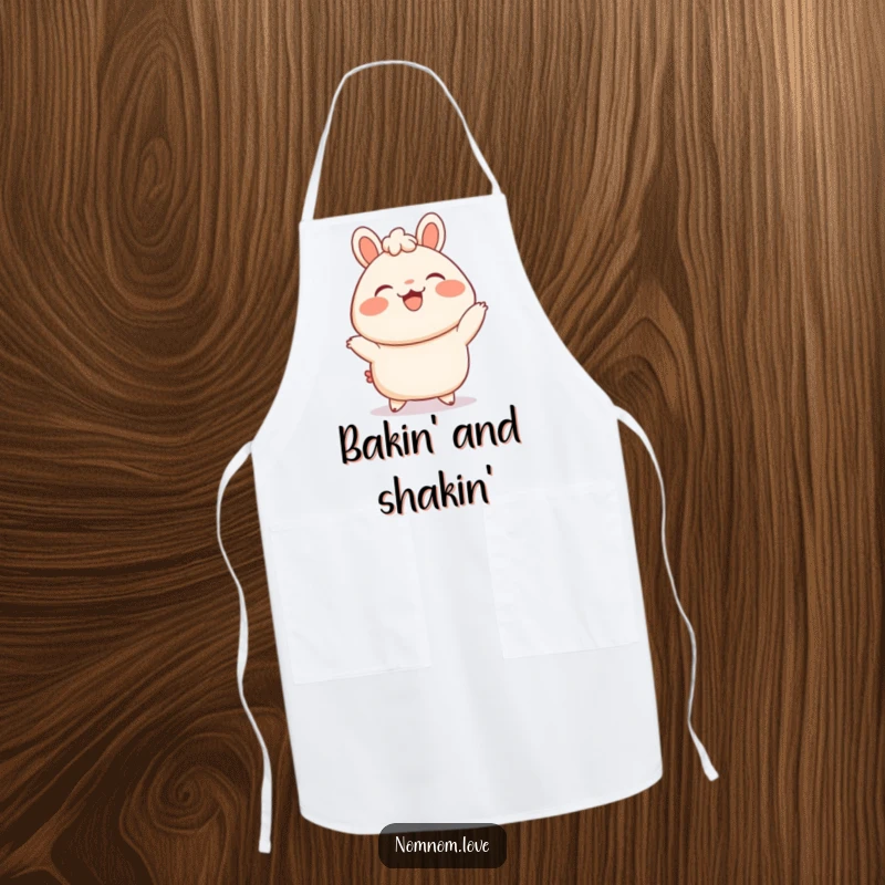 Funny Bao Bun Apron: A delighted bao bun dances with blushing cheeks, bringing funny charm and practicality to your kitchen.