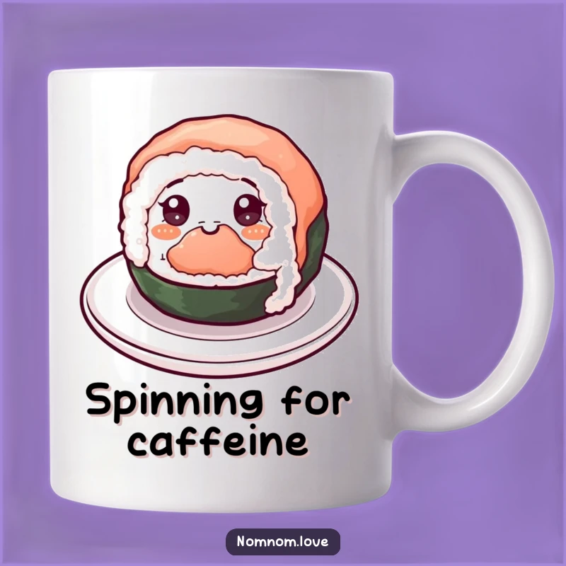 Funny Sushi Spin Mug - Cheerful Roll Coffee Cup, Perfect Foodie Gift