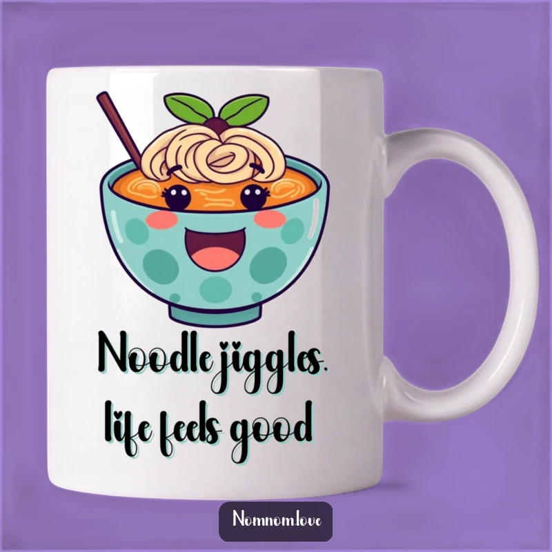 Funny Ramen Bowl Mug A Happy Character Bounces, Making It A Perfect Comfort Food Gift