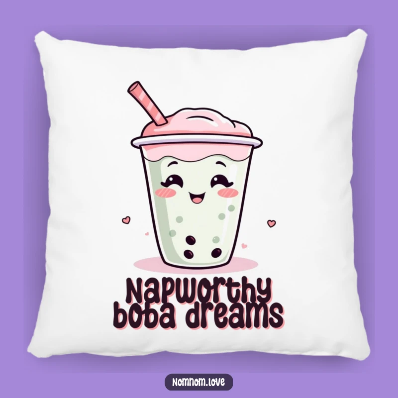 Funny Boba Tea Pillow A Giggle Wiggle Character, Cozy Accent Pillow