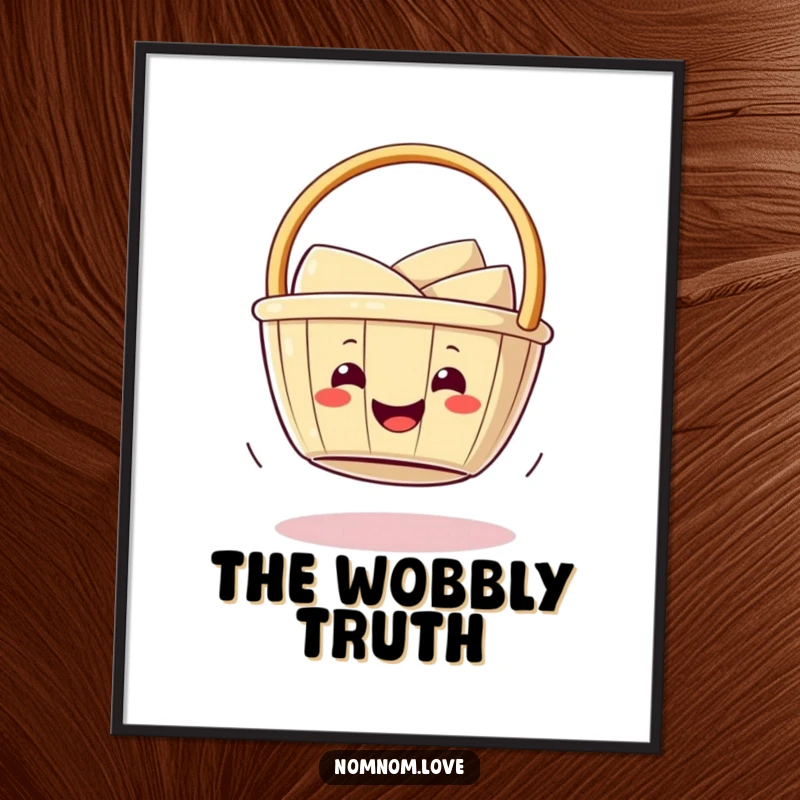 Funny smiling dim sum basket wobbling playfully on its bottom. This digital art print is pure edible delight and fun.