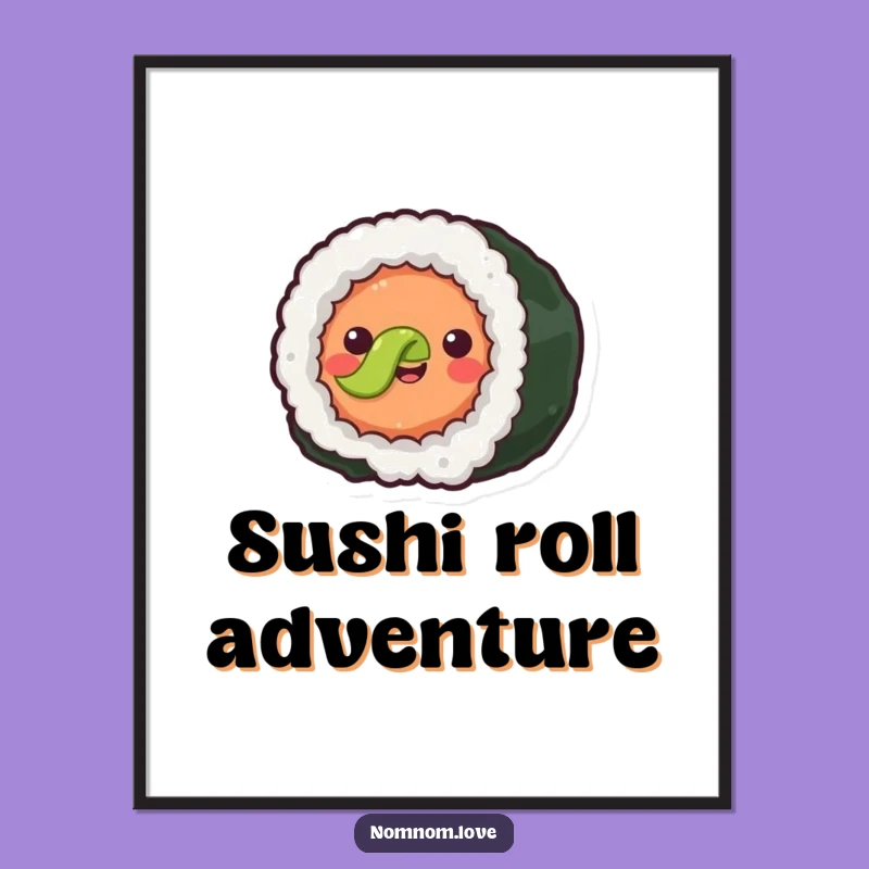 Funny Sushi Roll Digital Art - Joyful Foodie Scene - Instant Download Gift!