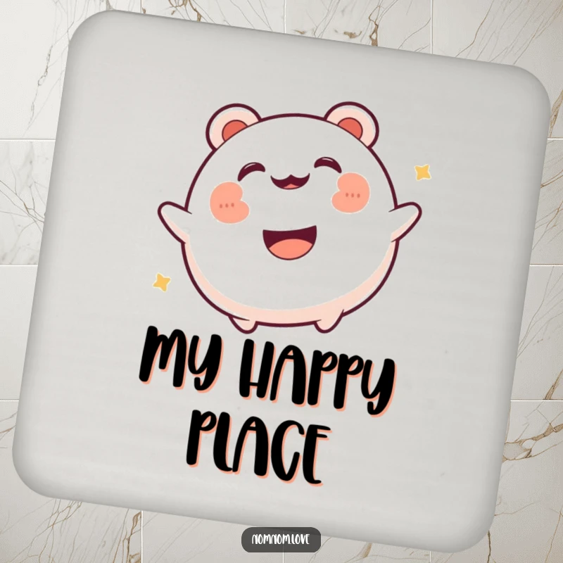 Funny gleeful bao bun energetically bouncing with a happy mouth. These coasters bring food fun to any gathering.