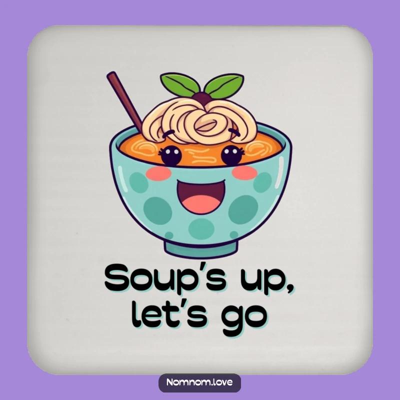 Funny Ramen Coaster A Happy Character Bounces, Protects Surfaces In Style