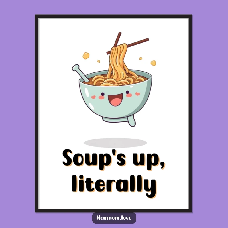 Funny Ramen Leap Poster - Vibrant Wall Art, Hilarious Foodie Decor Gift