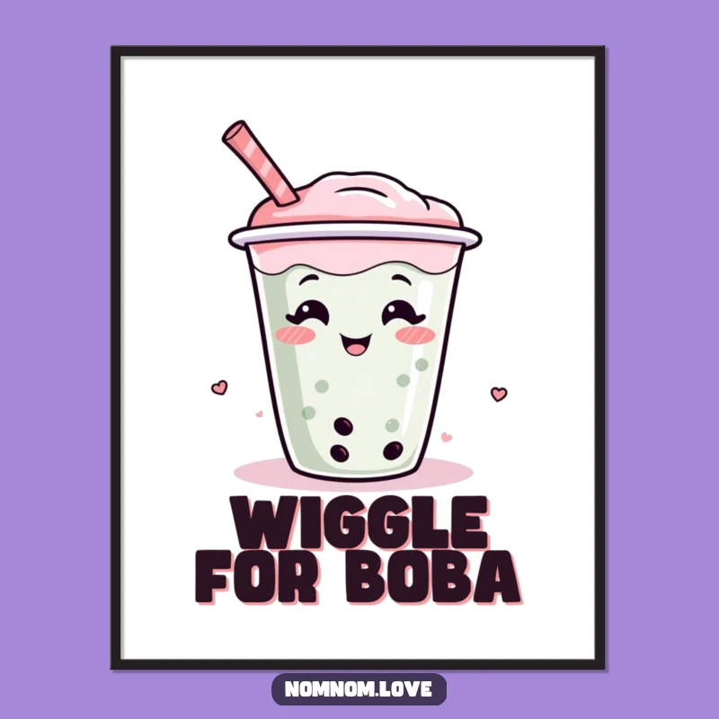 Funny Boba Tea Poster A Giggle Wiggle Character, Whimsical Wall Art
