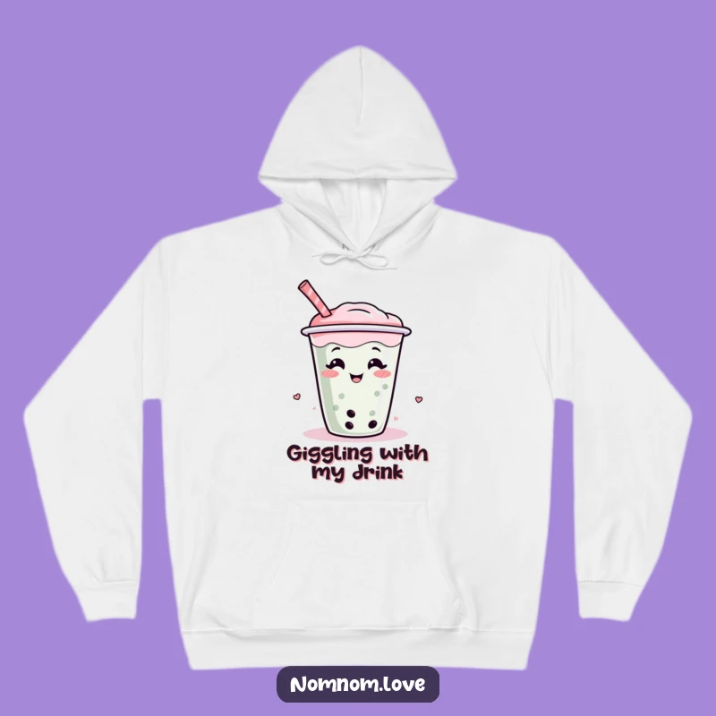 Funny Boba Tea Hoodie A Giggle Wiggle Character, Cozy Bubble Tea Apparel