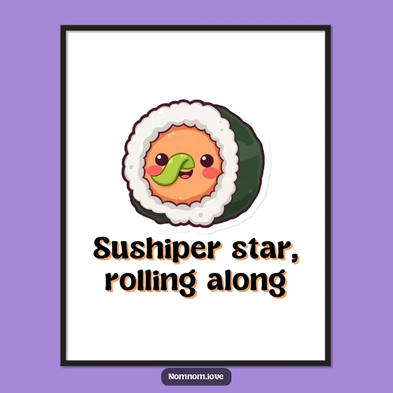 Free Printable Wall Art: Joyful Sushi Roll Rolling, Humorous Downloadable Decor