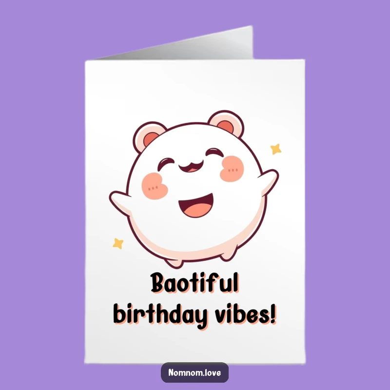 Free Printable Bday Card: Gleeful Bao Bun Bouncing, Funny Downloadable Gift