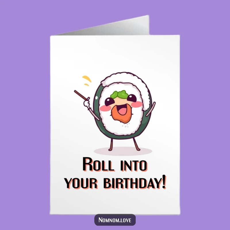 Free Printable Birthday Card: Juggling Sushi - Funny Downloadable Gift for Foodies