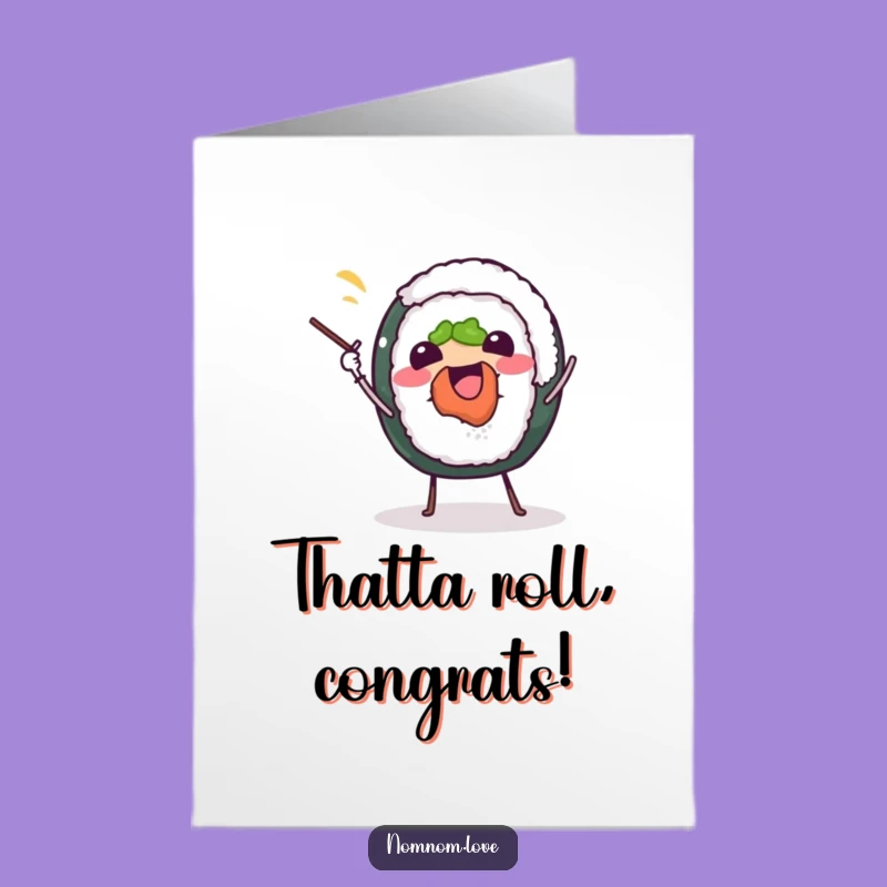 Free Printable Congrats Card: Juggling Sushi - Funny Downloadable Celebration Gift