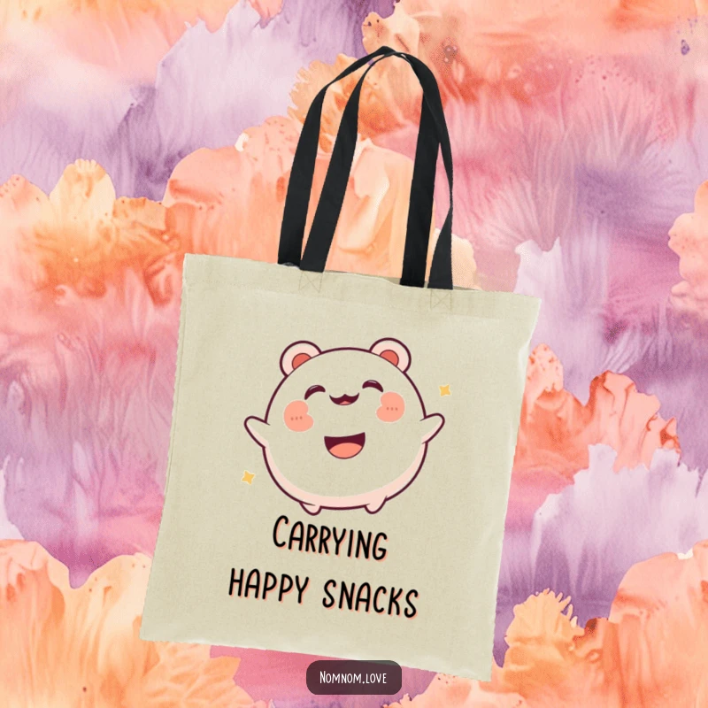 Funny gleeful bao bun energetically bouncing with pure joy. This tote bag is perfect for carrying goodies with a smile.