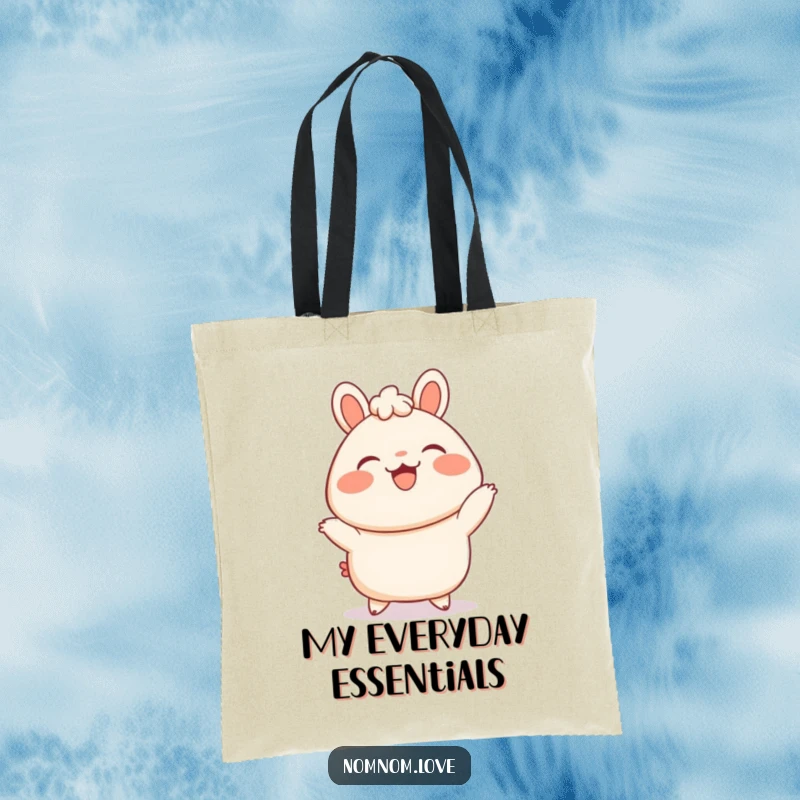Funny Bao Bun Tote Bag: A delighted bao bun with blushing cheeks dances, a funny and practical accessory for your daily needs.