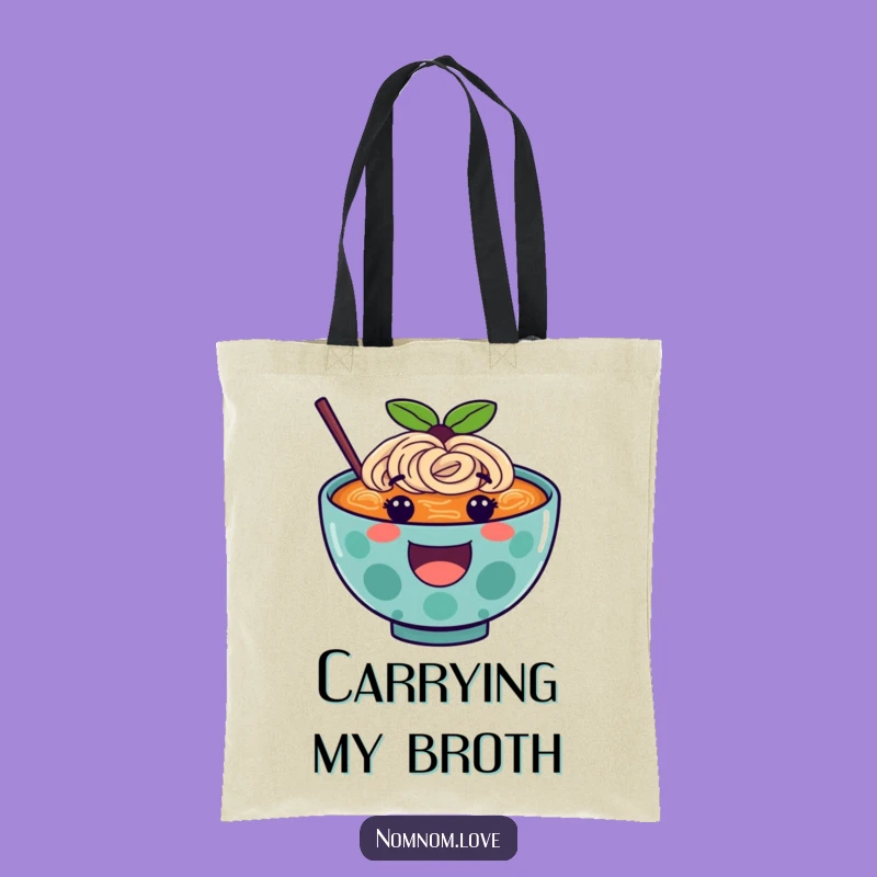 Funny Ramen Tote Bag A Happy Character Bounces, Perfect For Shopping Trips